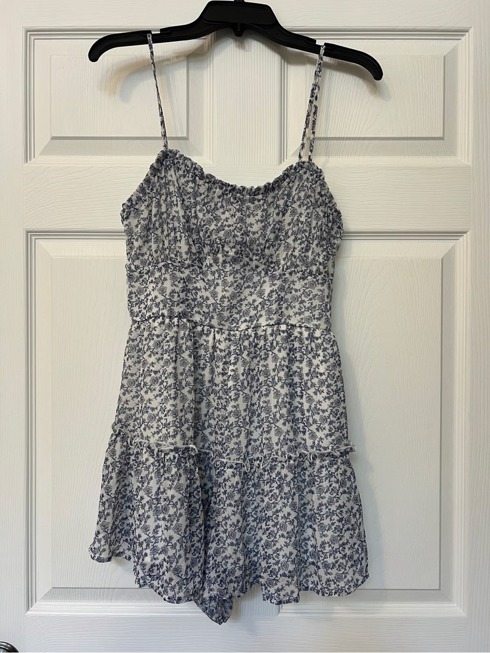 Altar'd State White and Blue Floral Romper